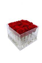 15 Fresh Roses in Acrylic Box